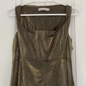 Green-gold Metallic Formal Maxi Dress!✨